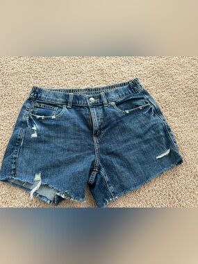 aerie Dark Blue Distressed Denim Cutoff Shorts